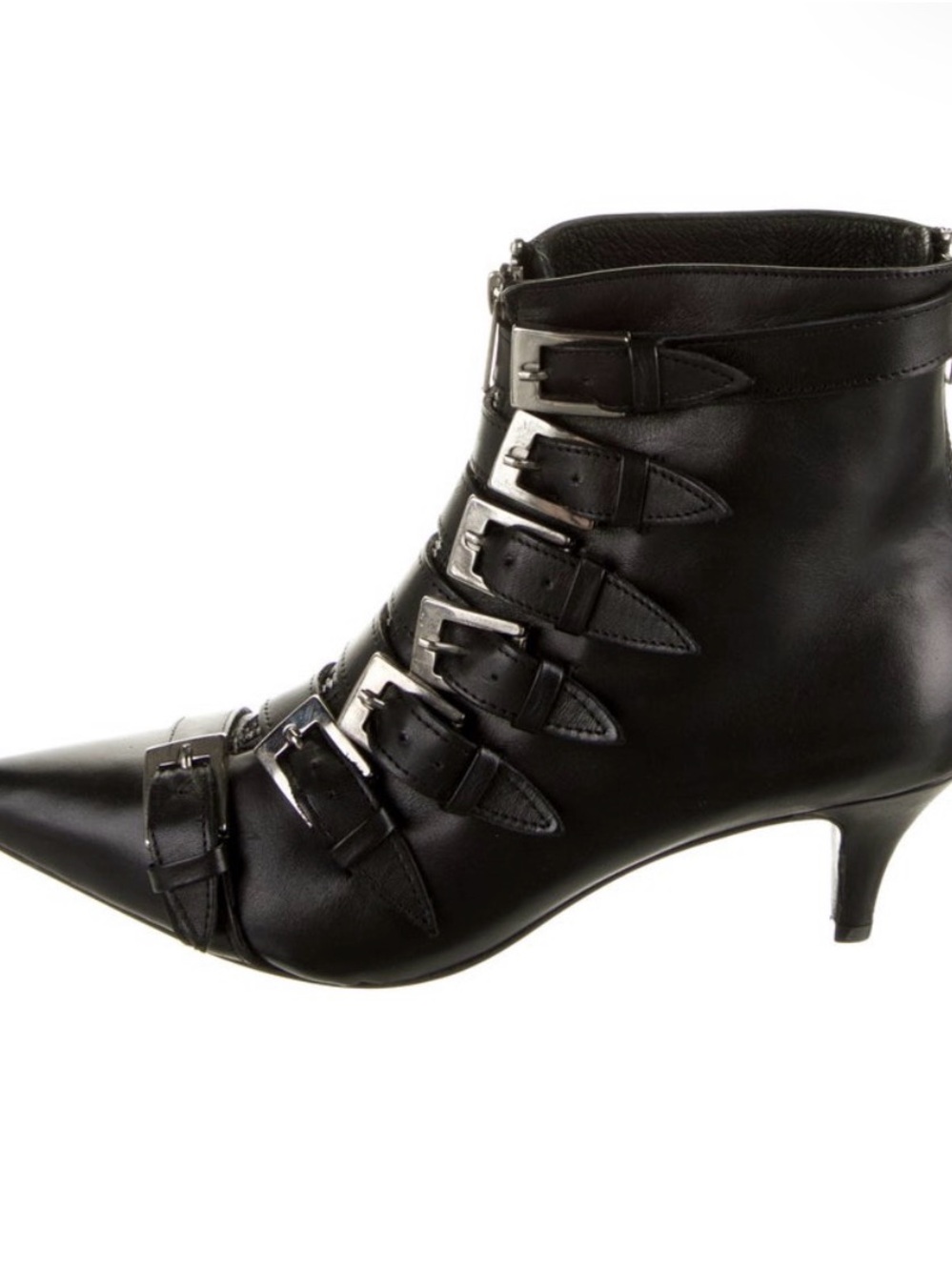 Archive Wooster Black Buckle-Strap Pointed Toe Ankle Boot - Women 7